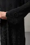 Silver Taş Detaylı Yaprak Desenli Vorteks Viskon Kumaş İkili Takım