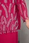 Pembe Damla Taş Detaylı Krep Kumaş Bluz Etek İkili Takım